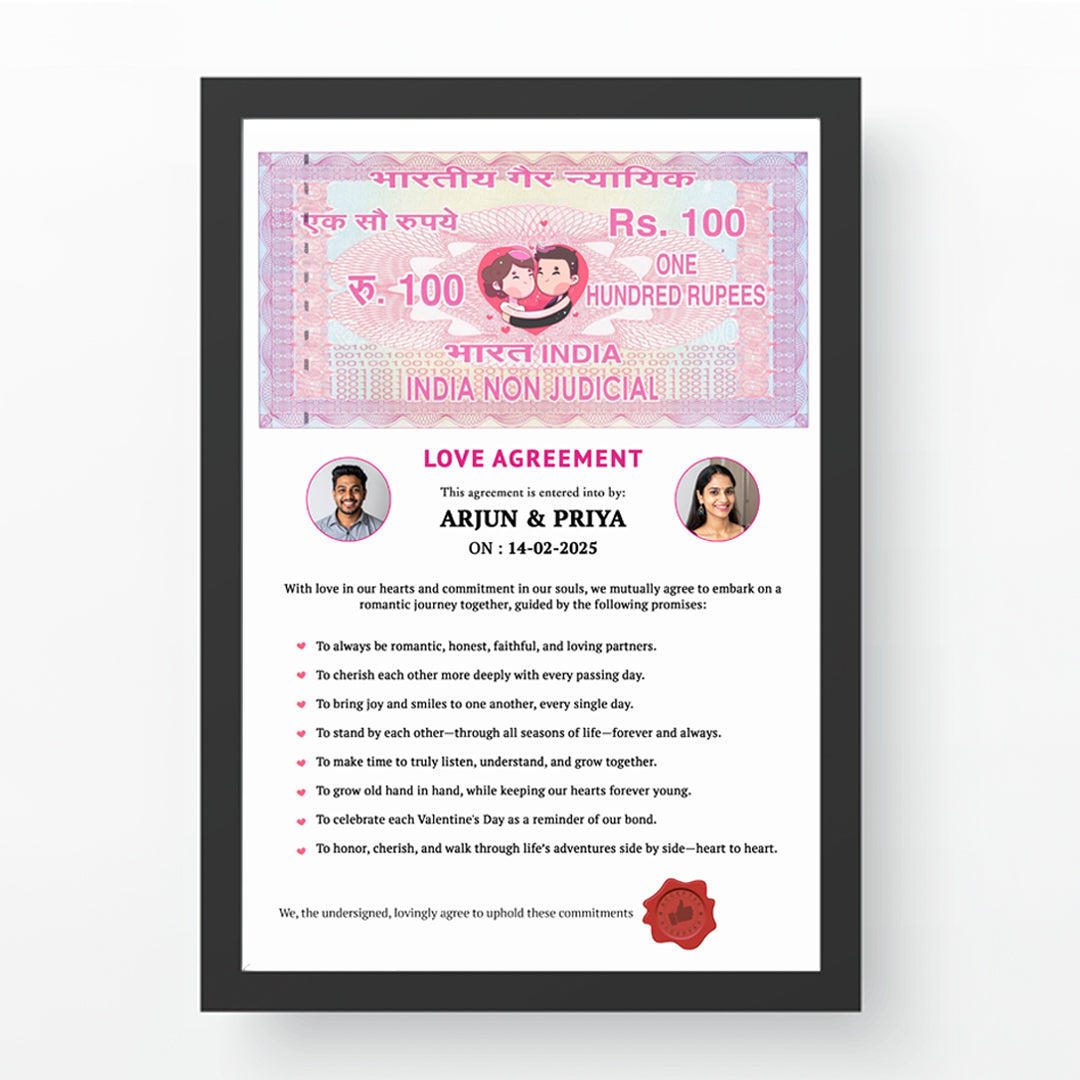 Love agreement Frame (Glass)
